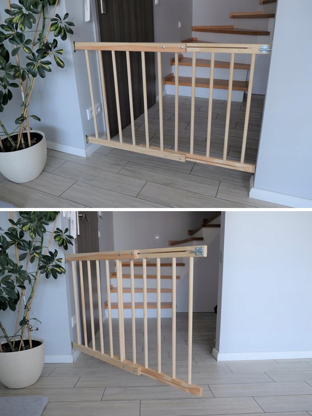 BRAMKA OCHRONNA BARIERKA ZABEZPIECZAJĄCA DRZWI SCHODY 72-122cm Wys. 68cm Materiał drewno