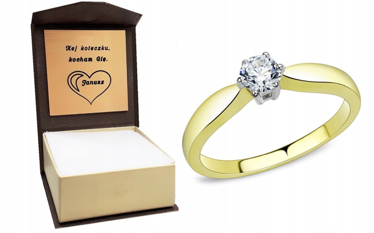 

Złoty pierścionek zaręczynowy One Way grawer r.23