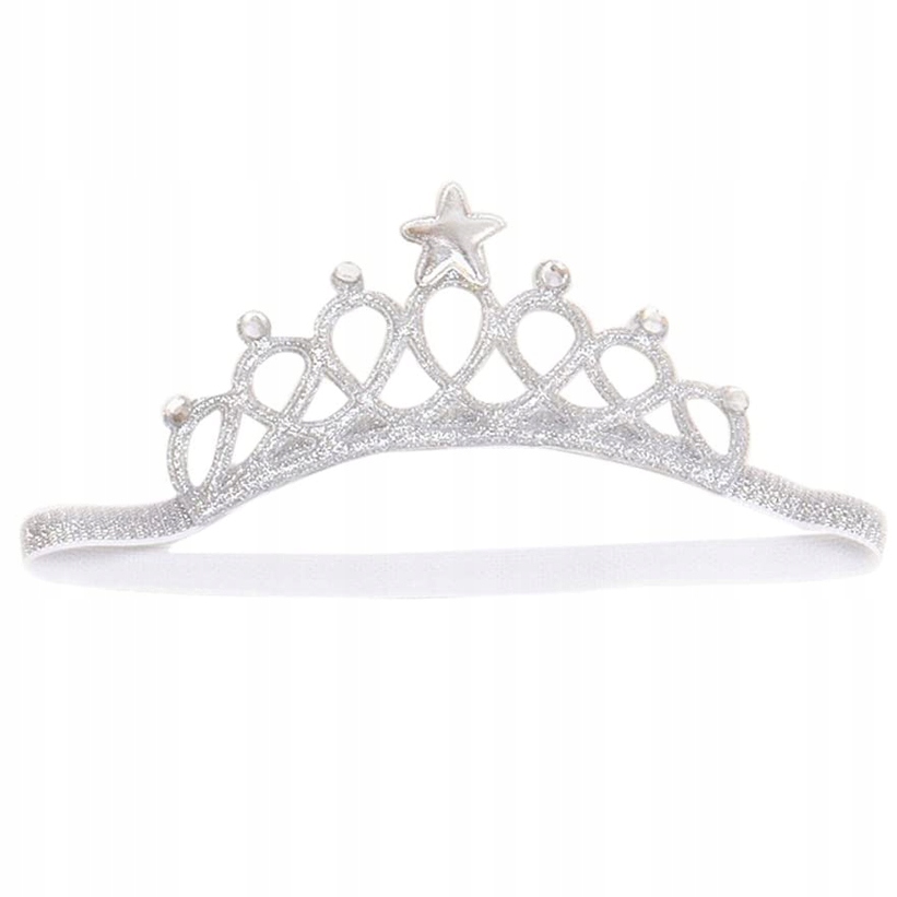 

Korona Opaska do włosów na gumce kolor Srebrny