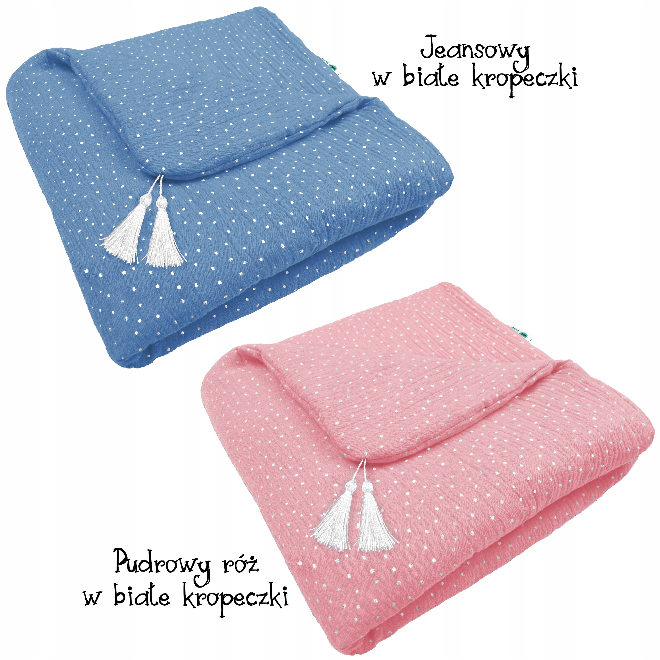 MUŚLINOWA kołderka __ Kocyk 100x135 __ Frędzelki Długość 135 cm