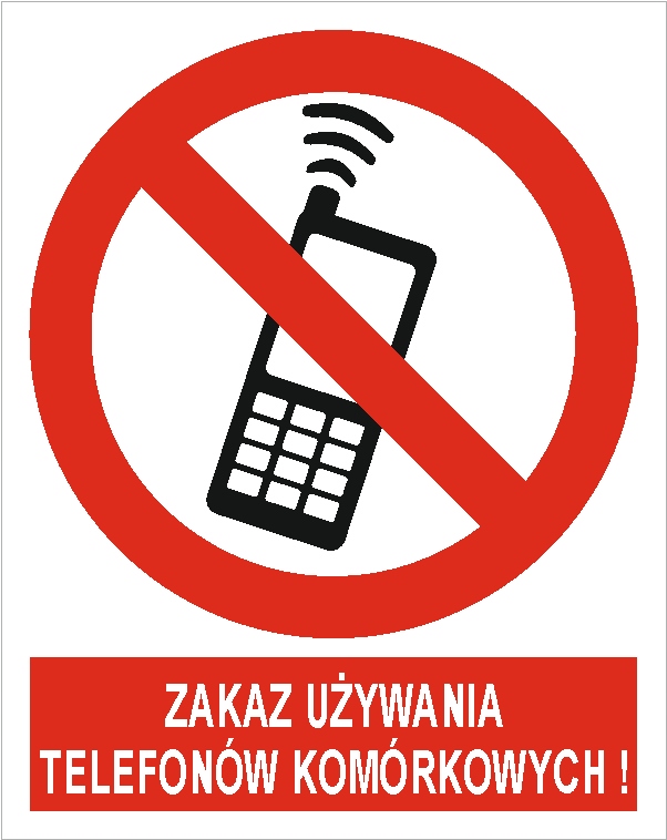 Naklejka PIKTOGRAM BHP, zakaz używania telefonów