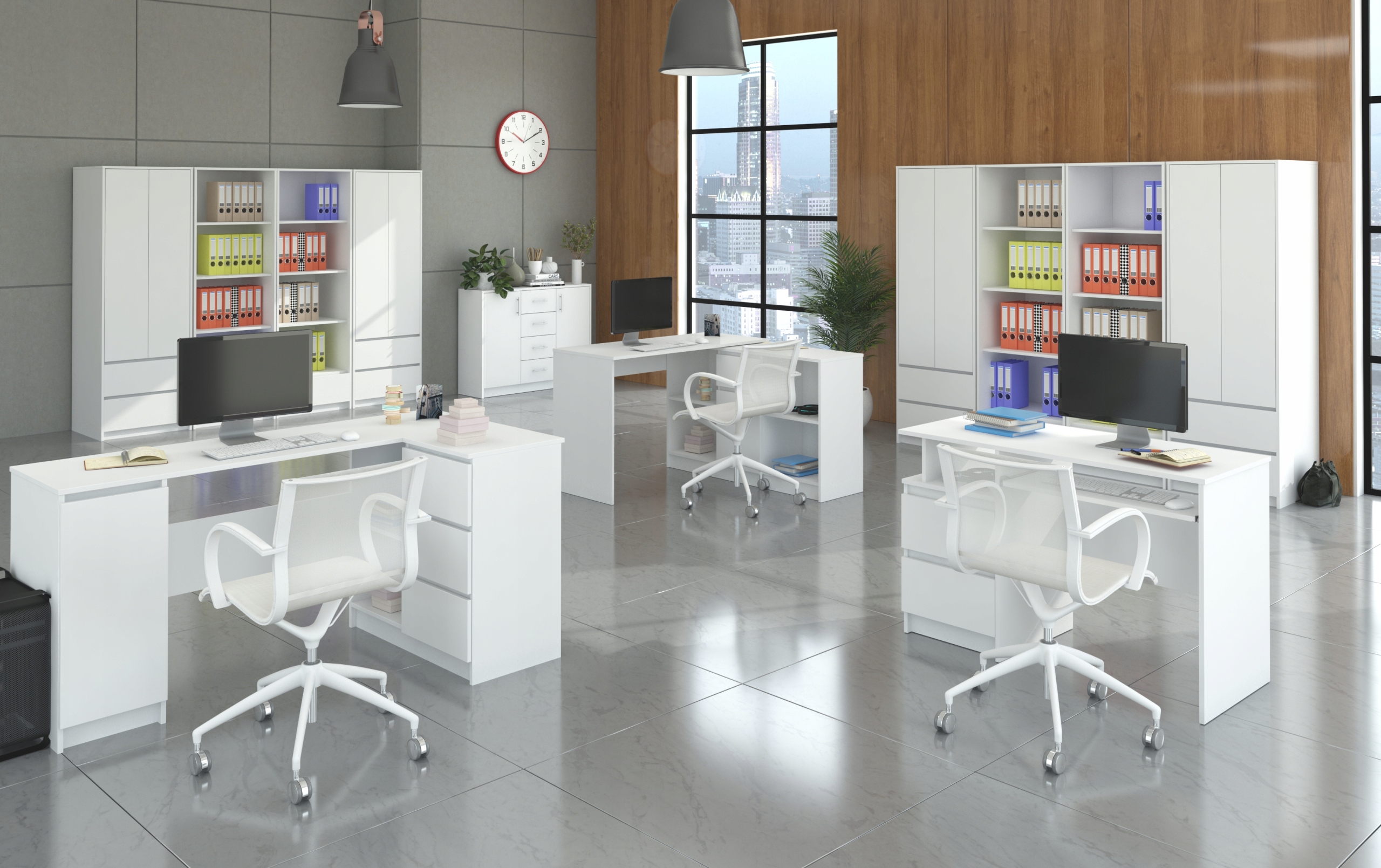 KOMODA 110CM SZAFKA 4 SZUFLADY 2 PÓŁKI BIAŁA U1