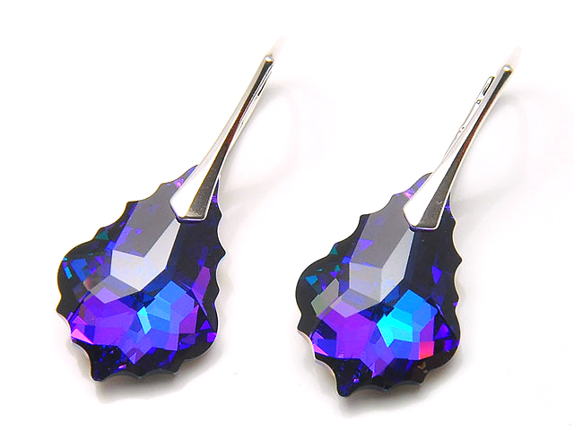 

Srebrne Kolczyki 925 Swarovski Baroque + Pudełko