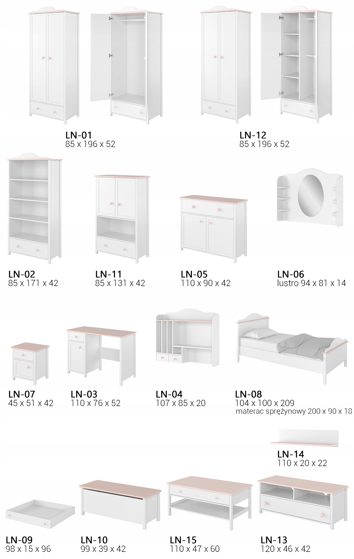 Luna 2 meble dla dziewczynki WŁASNY TRANSPORT Marka Lenart