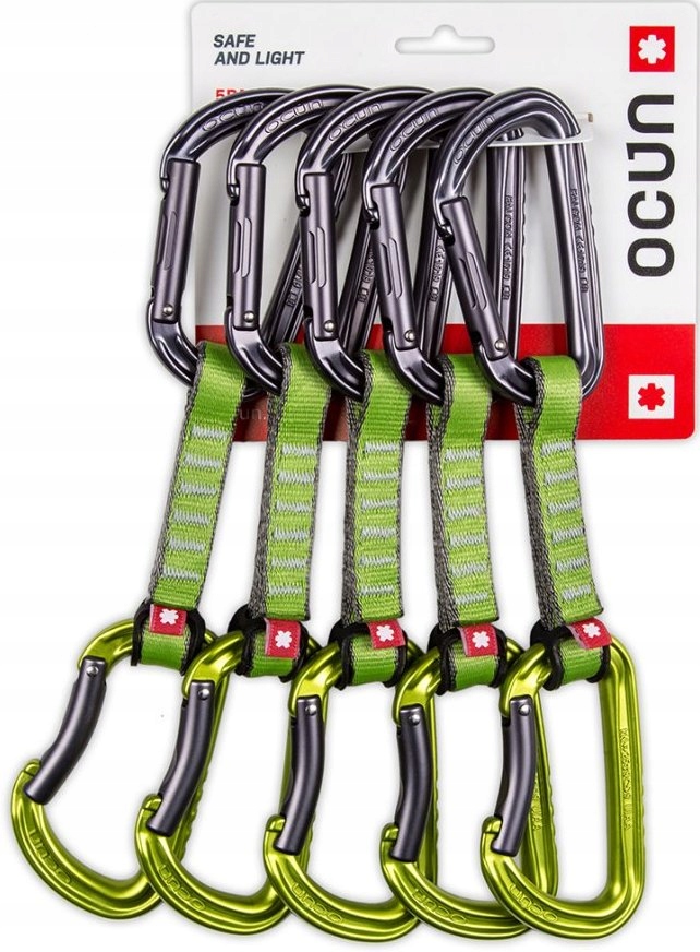 5x Ekspres Ocun Falcon Qd Pad 16 mm 10 cm Green – zestaw wspinaczkowy