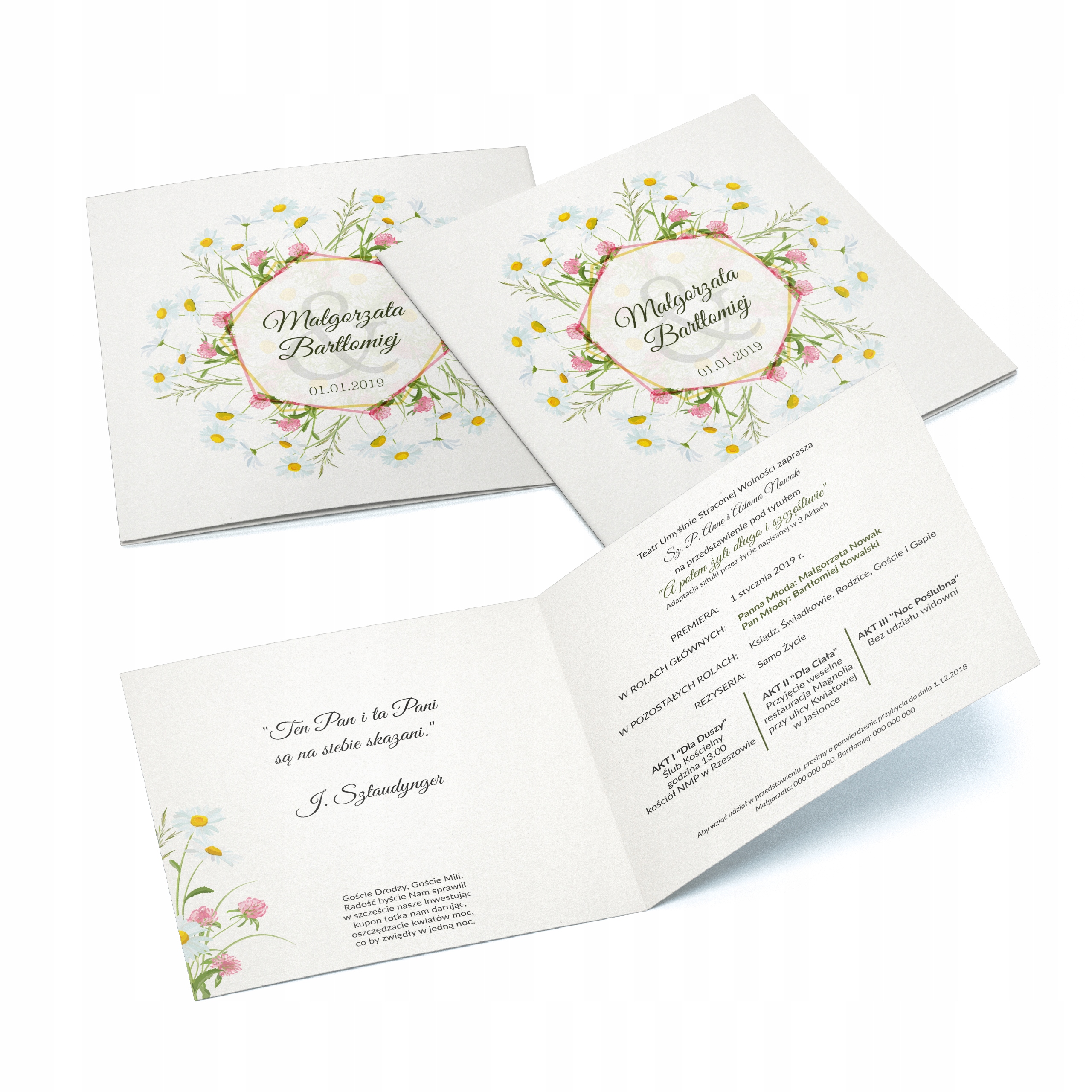 ZAPROSZENIA ŚLUBNE PŁÓTNO boho wianki rustykalne Zdobienie brak