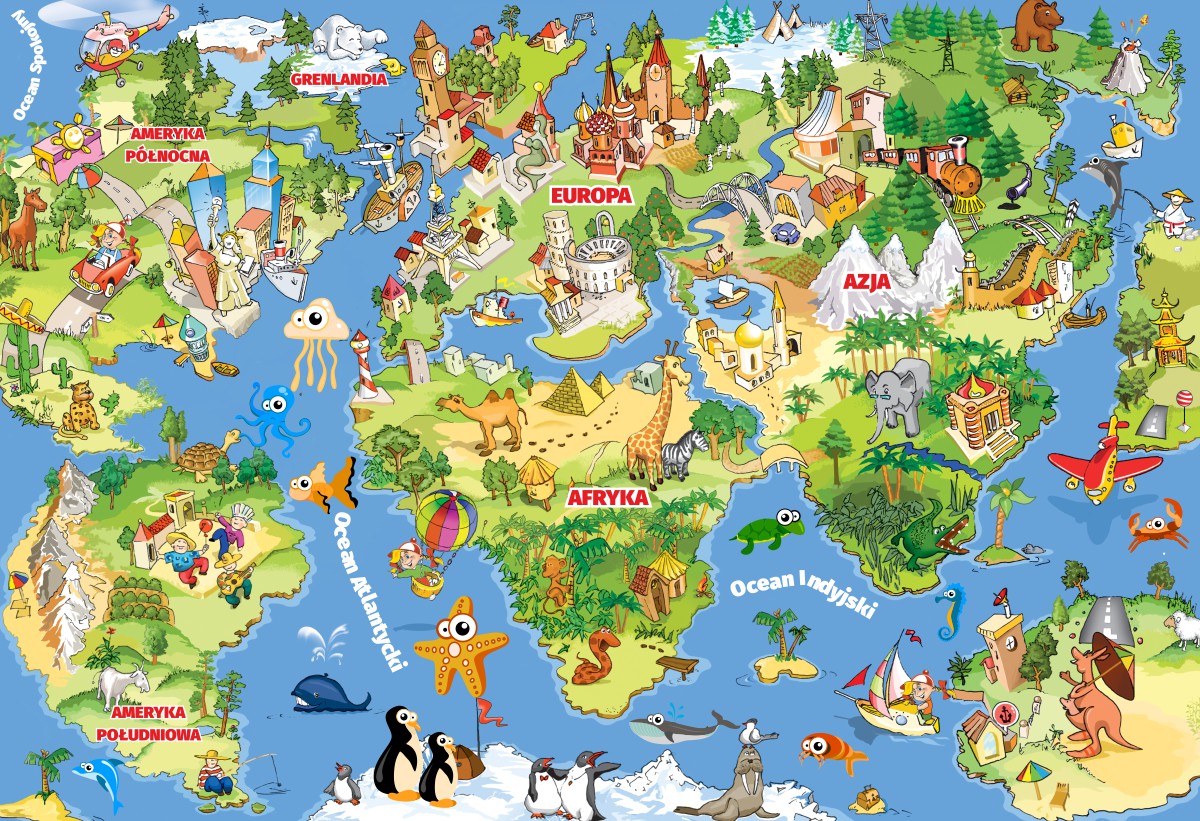 

Fototapeta Tapeta Mapa Świata dla dzieci 130x90cm