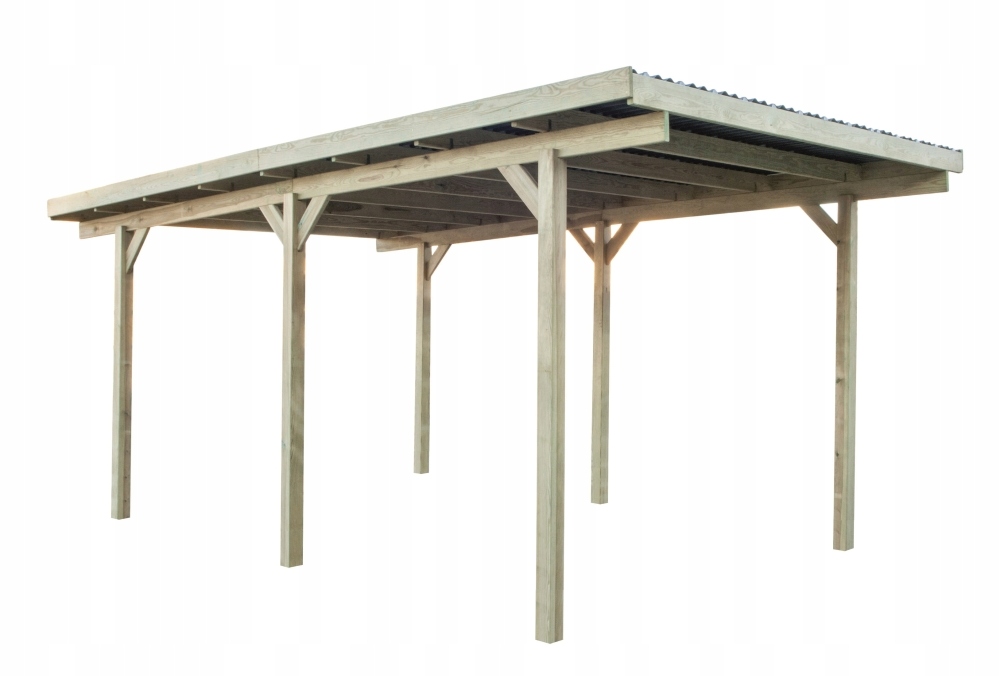 Drevený garážový prístrešok 304x500 vystužený - PVC