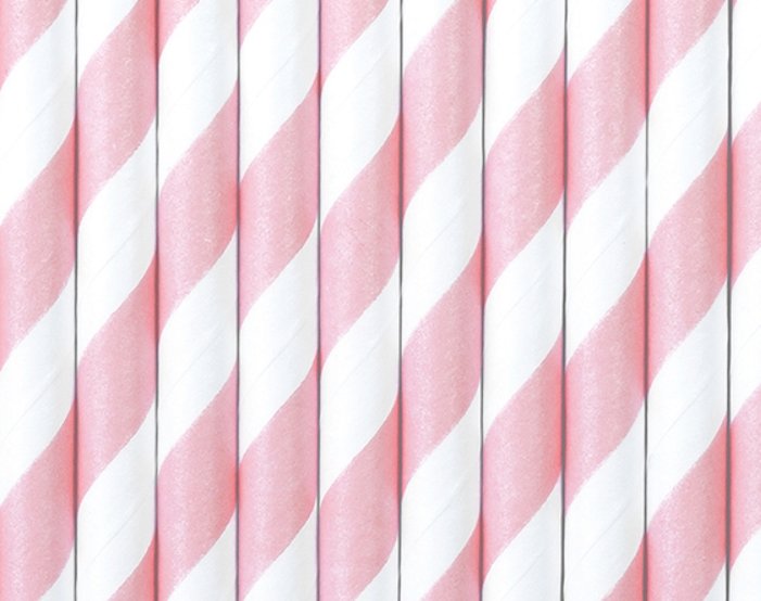 SŁOMKI PAPIEROWE RÓŻOWE RÓŻ PUDROWY ROCZEK 10szt