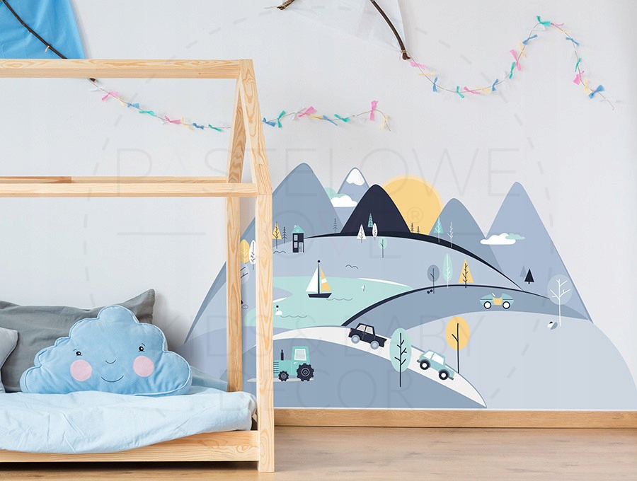 GÓRY NIEBIESKIE - naklejka na ścianę | rozmiar L Płeć Chłopcy Dziewczynki