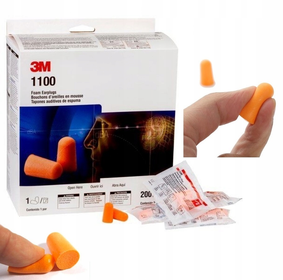Zatyczki do Uszu 3M 1100 Wkładki 100 Par Oryginał