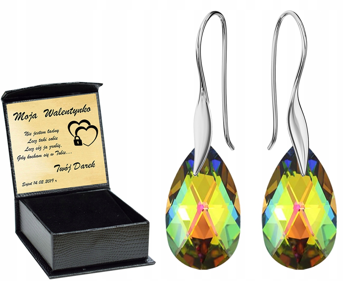 

Srebrne Kolczyki Almond Style Hook Swarovski Grawe