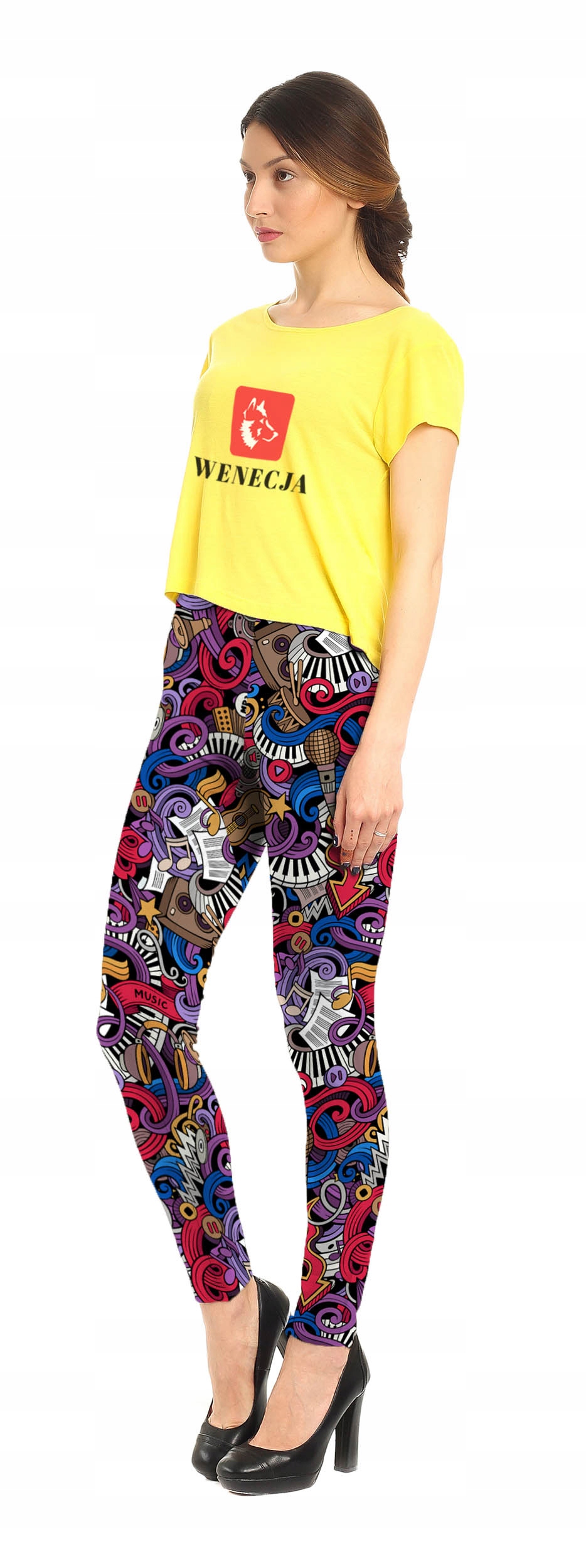 LEGGINSY MUZYCZNE NUTY FITNESS YOGA SPORTS Rozmiar uniwersalny