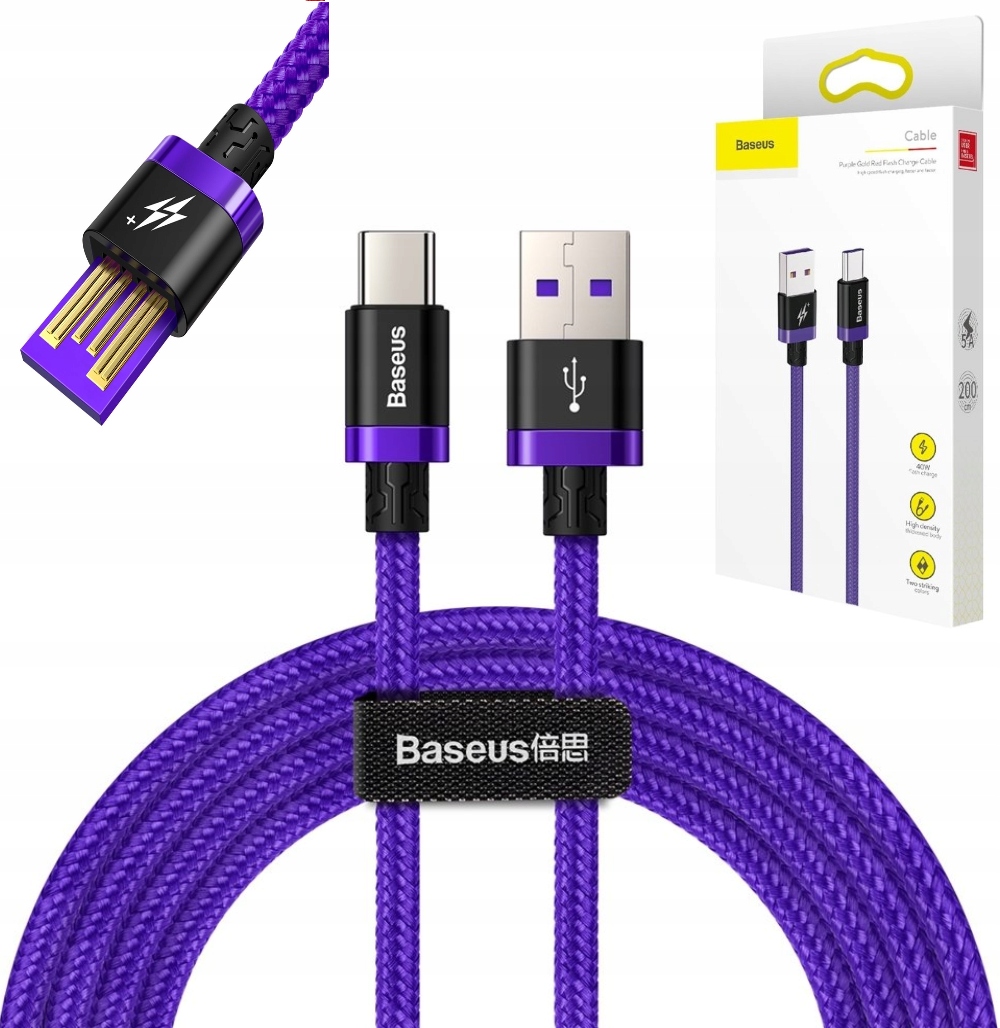

Baseus Nylonowy Kabel Usb-c Qc 3.0 40W 5A 1M