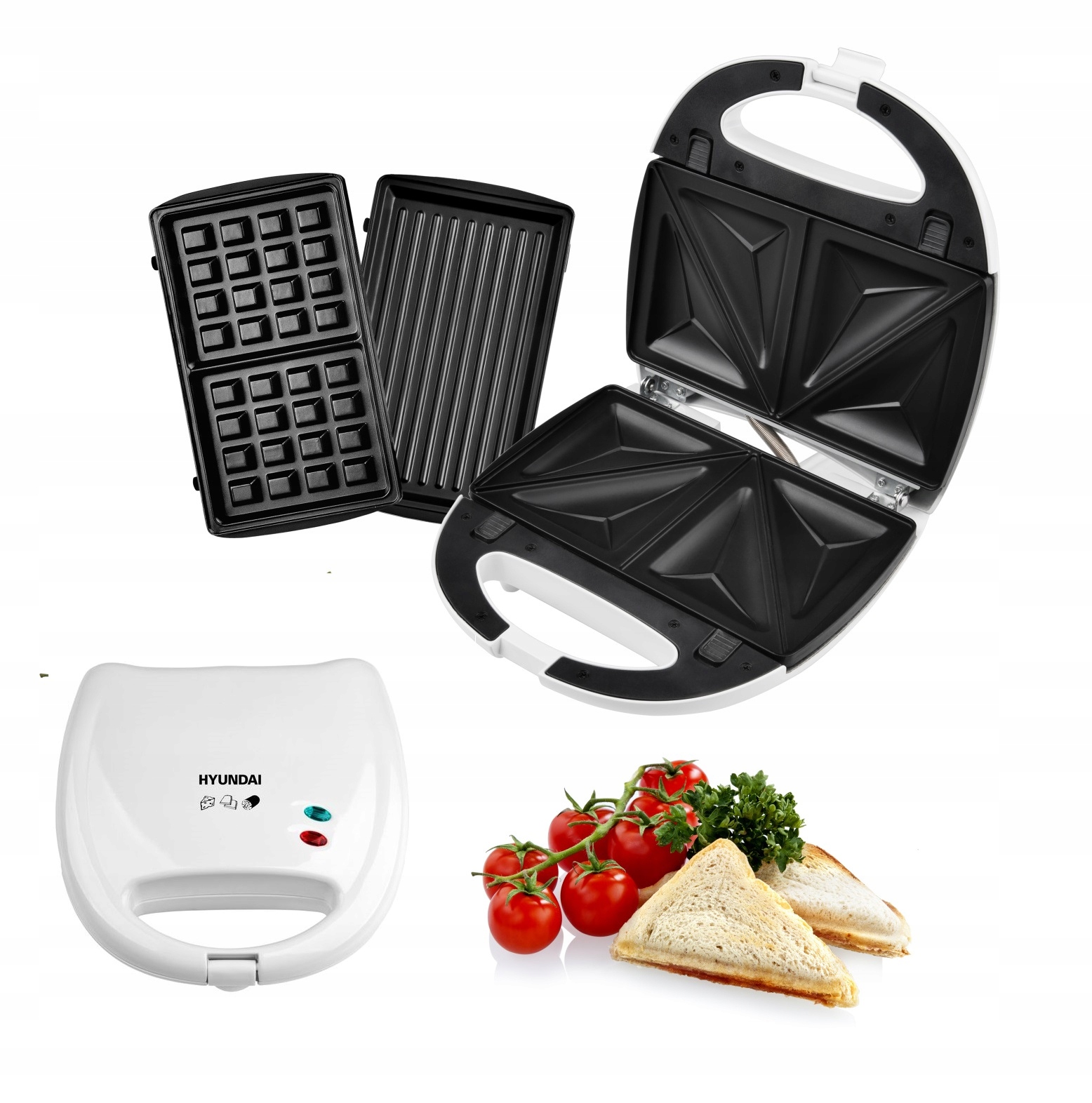 Kontaktní panini elektrický gril Hyundai Hyundai 627 bílý 700 W