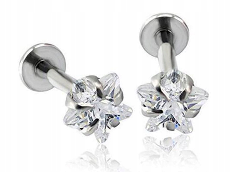 

Labret Cyrkonia Gwiazda Gwint Wew. Stal 316L 1,2/8
