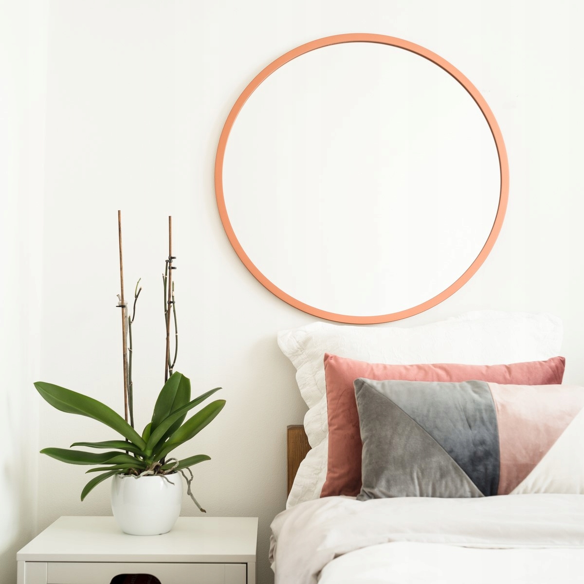 OKRĄGŁE LUSTRO W MIEDZIANEJ RAMIE 60 WYSOKA JAKOŚĆ