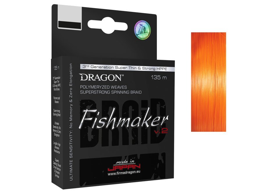 Plecionka Dragon Fishmaker V2/Momoi Orange 0,18mm 0,18 mm x 135 m