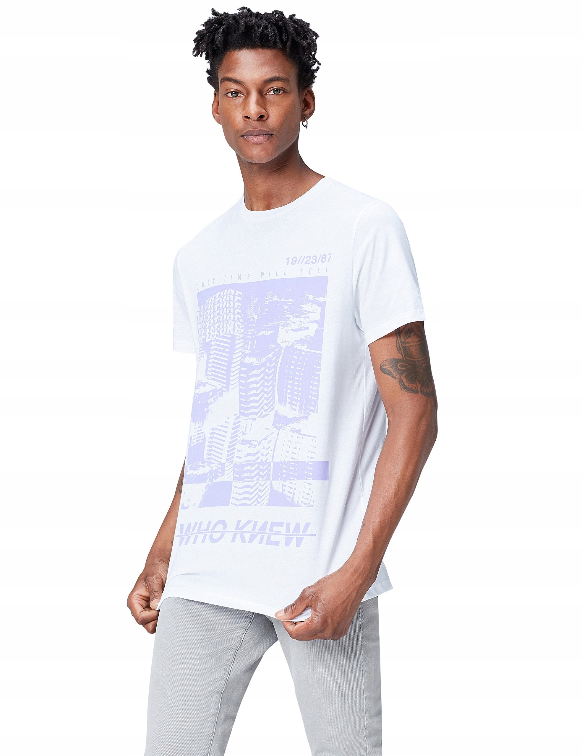 

find Luźny biały T-shirt z nadrukiem M