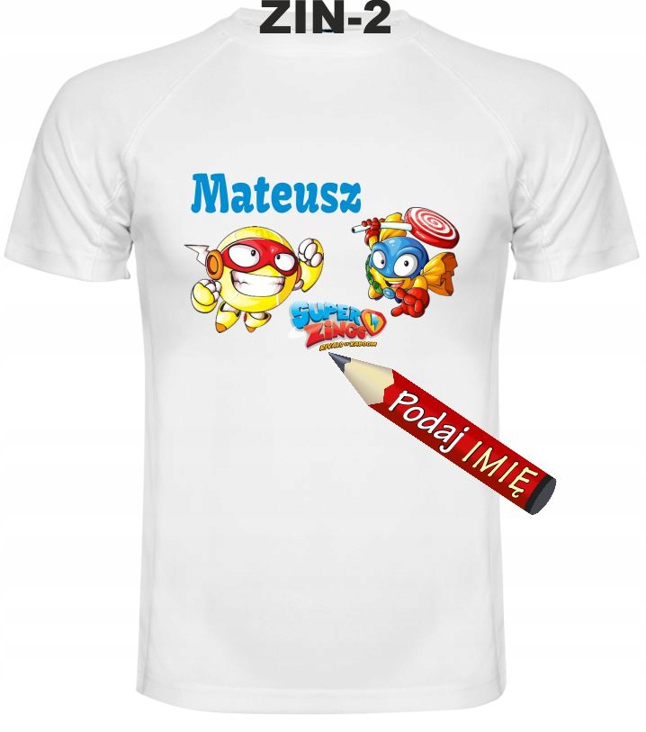 Koszulka Super Zings imię dziecka 122-128 cm T-shirt