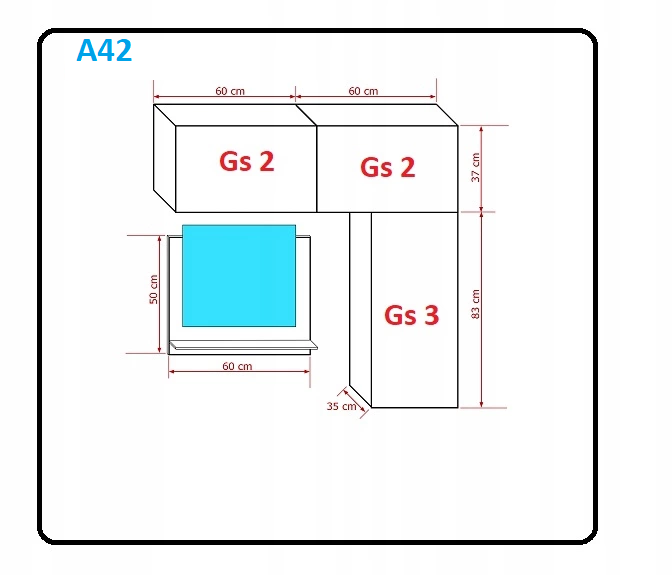 Zestaw mebli łazienkowych szafki meble łazienkowe wiszące lustro A42 Marka Prime łazienka