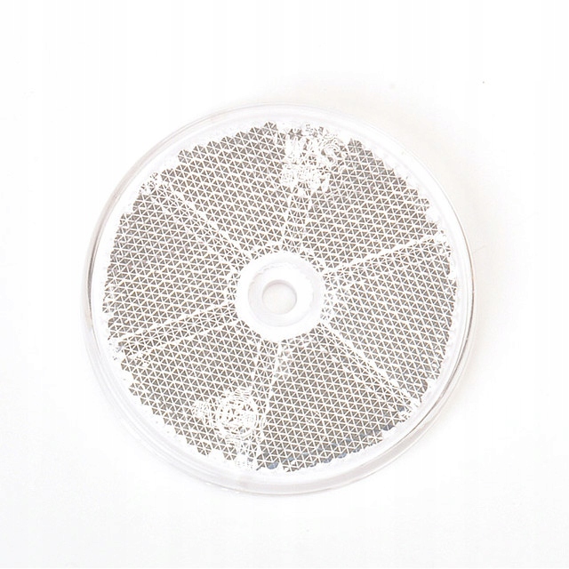 

Odblask okrągły Biały 61mm z otworem M5 przyczepa