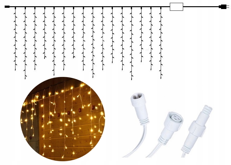 

Sople Girlandy 100LED Kurtyna Ledowa Świetlna
