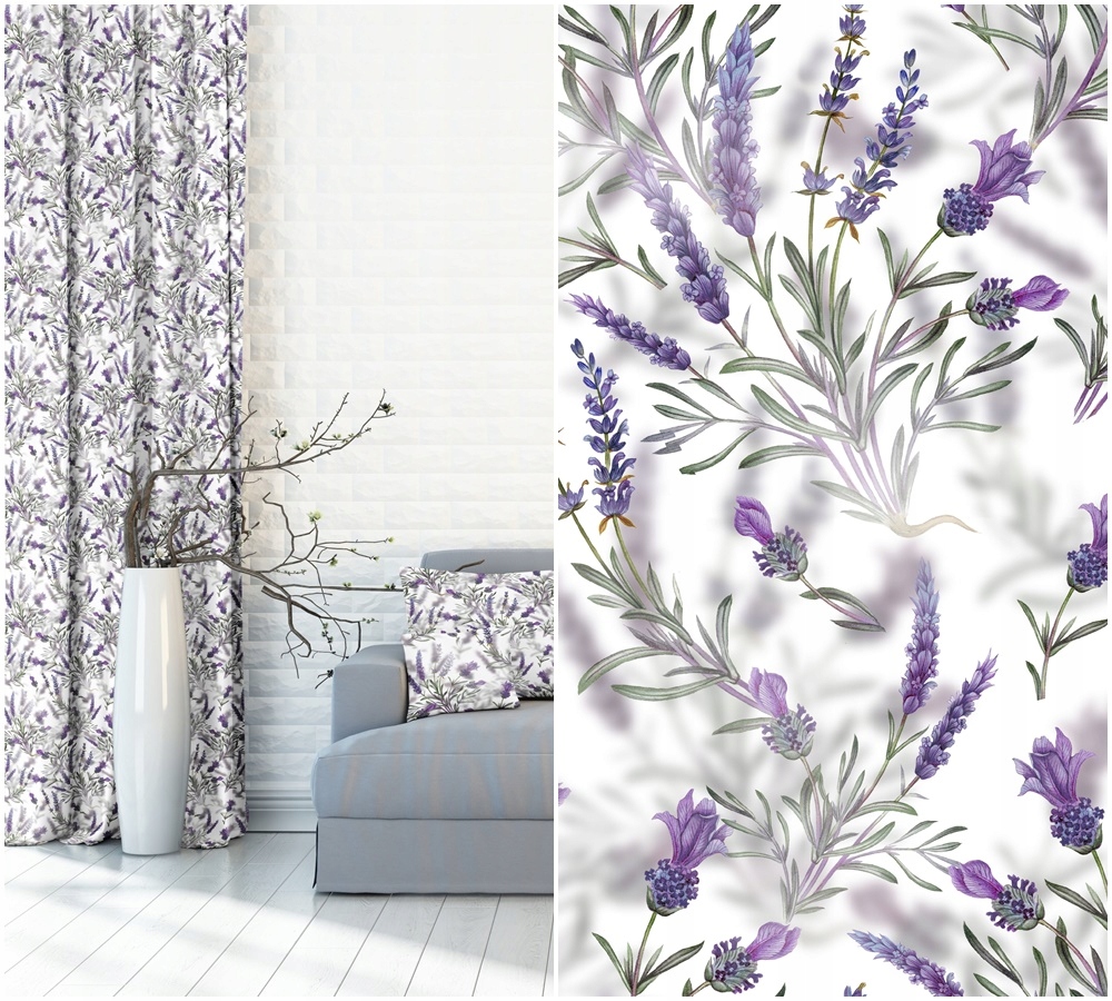 

Metraż Zasłona Tkanina Lawenda Kwiaty 150 CM