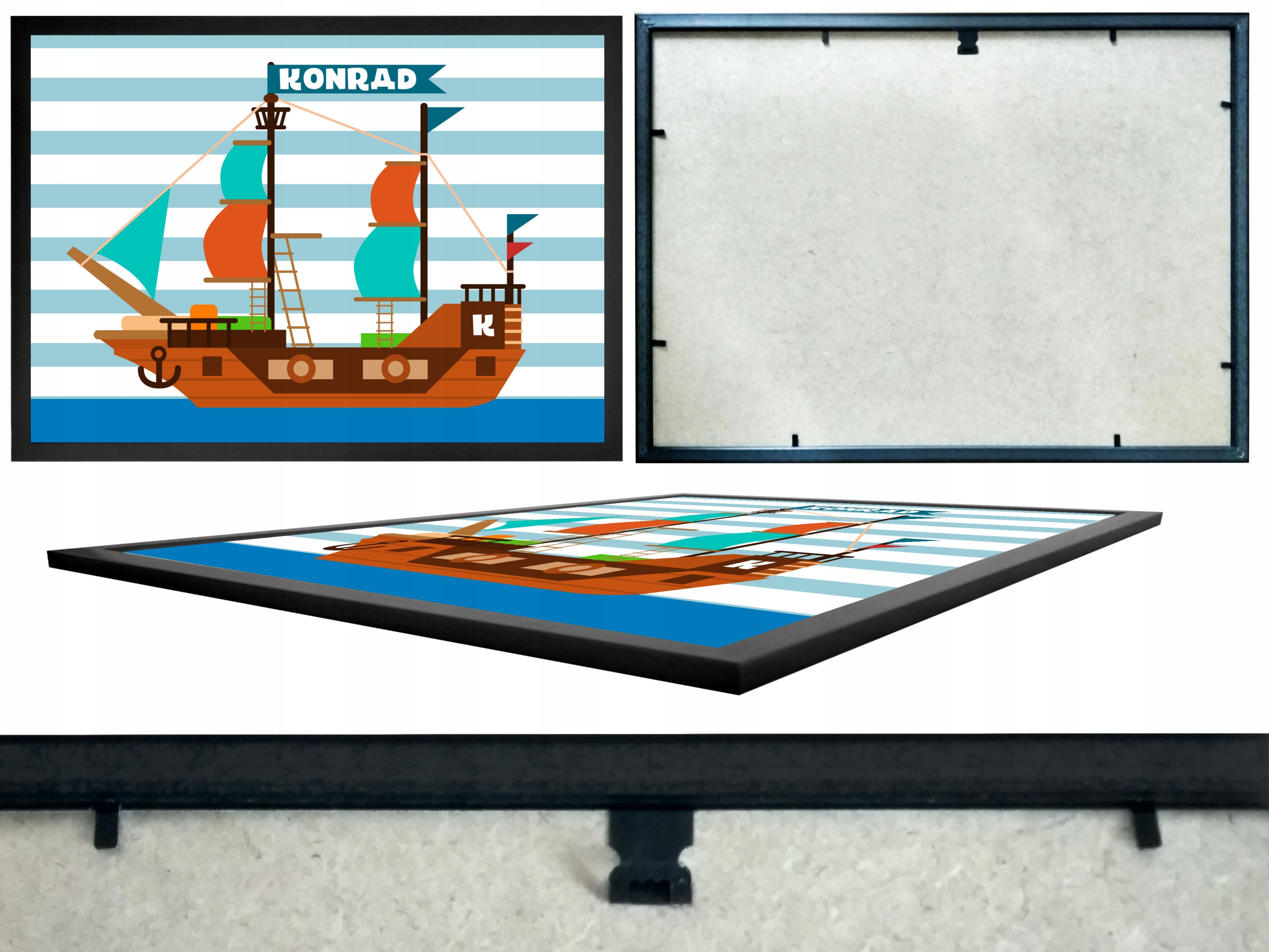 PLAKAT A3 POJAZDY PREZENT DLA DZIECKA W RAMCE IMIĘ Marka bez marki