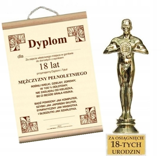 

Dyplom statuetka zestaw dowolne urodziny