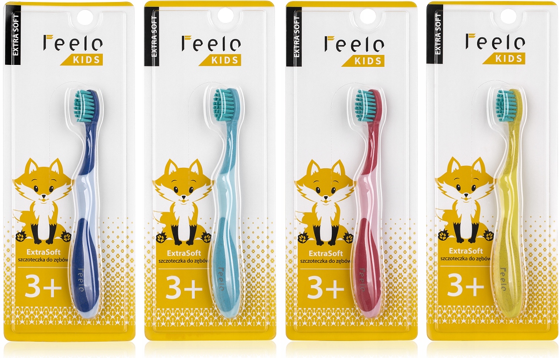 Szczoteczka do zębów dla dzieci miękka Feelo 3+ KOLORY Wiek dziecka 3 lata +