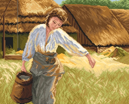 Vyšívací sada křížková gobelínová dívka s džbánem 753 40x50cm