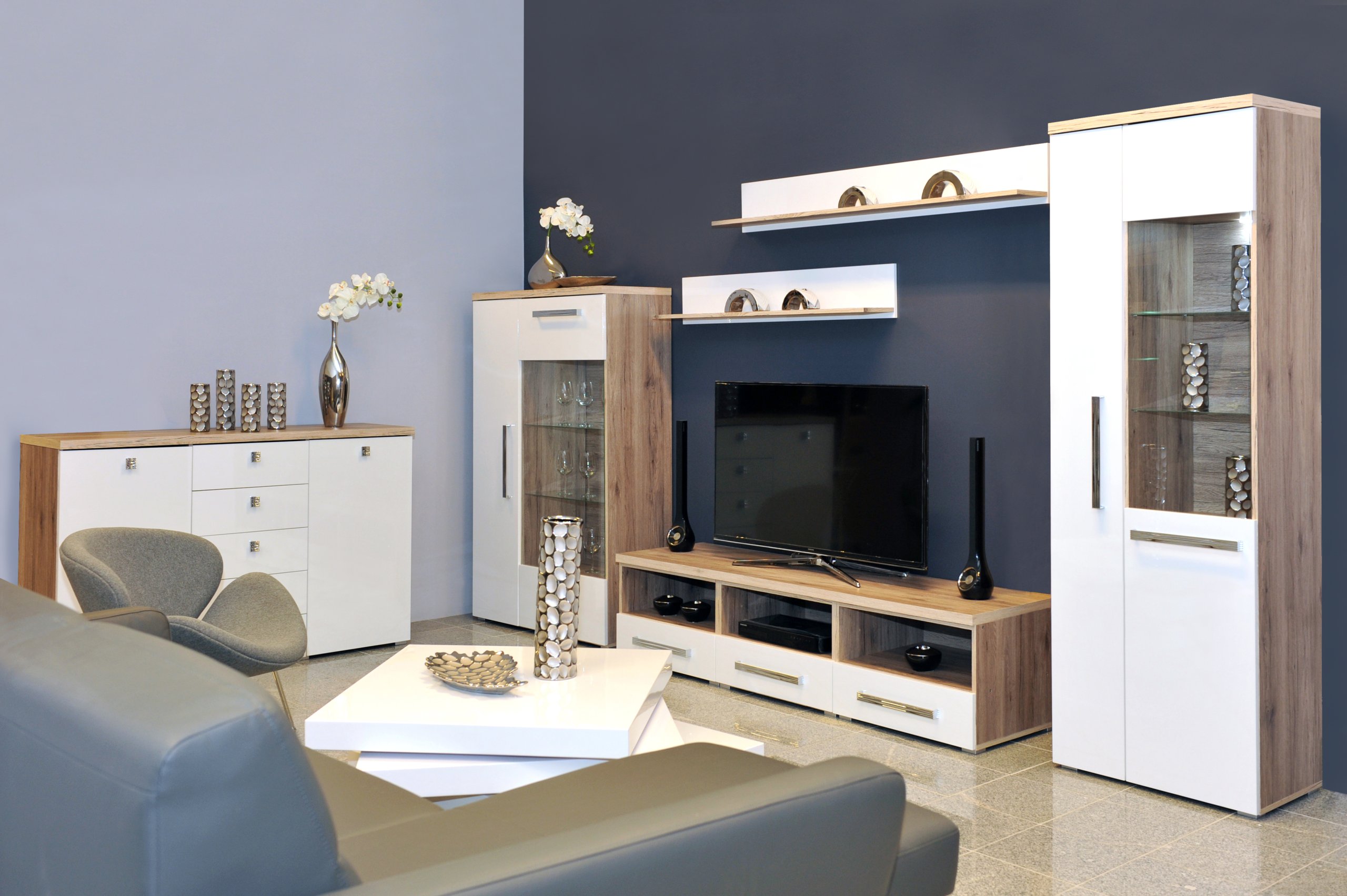 SZAFKA RTV 145 ANDIANO AT30 SANREMO CIEMNE/BIAŁY Kod producenta AT30