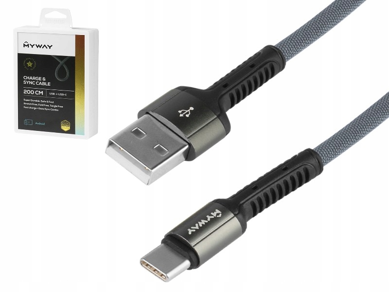 

Kabel Usb-> Usb-c Do 2,4A 200cm mikrofibrowy