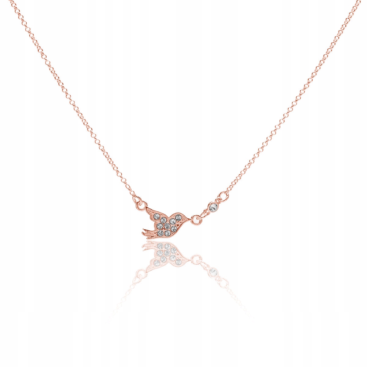 

Naszyjnik ptaszek Swarovski Elements srebrny róż