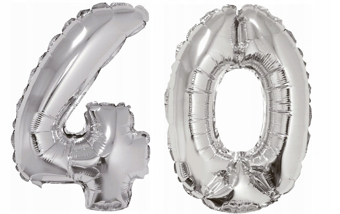 

Srebrne Balony Foliowe Cyfry 40 urodziny 80CM