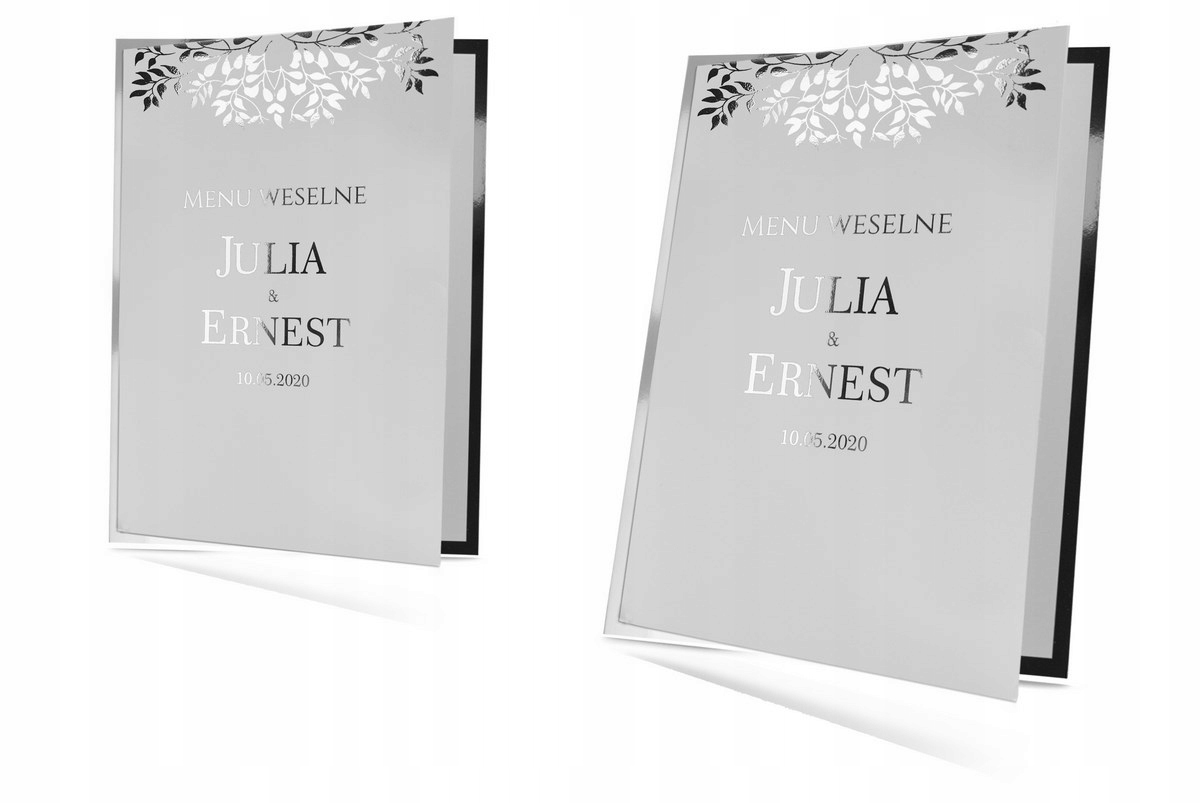 MENU WESELNE ZŁOTE SREBRNE GLAMOUR ŚLUB Szerokość produktu 15 cm