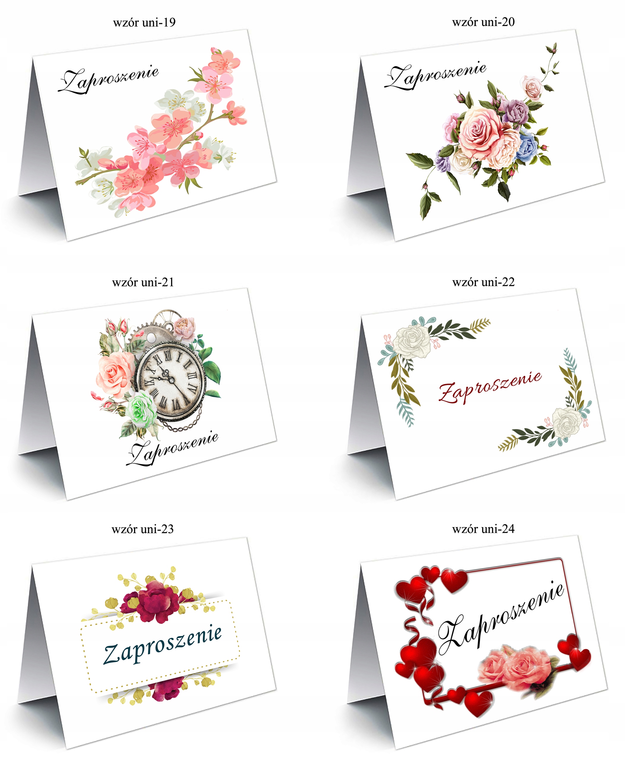 ZAPROSZENIA UNIWERSALNE - DUŻO WZORÓW Wykończenie papieru matowe
