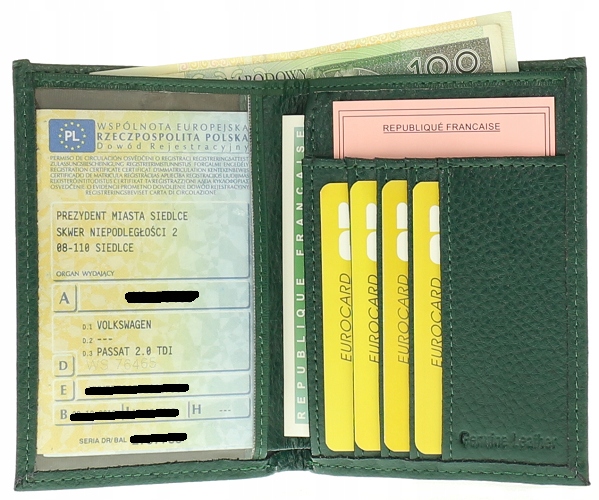 

Skórzane etui okładka na dowód rejestracyjny karty