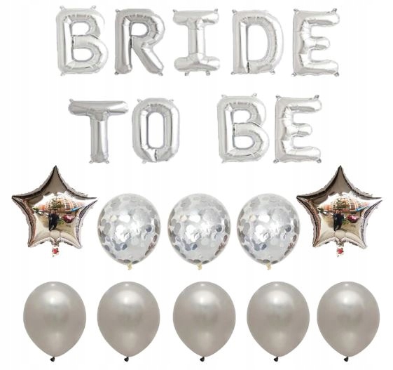 

Zestaw balonów wieczór panieński Bride To Be srebr