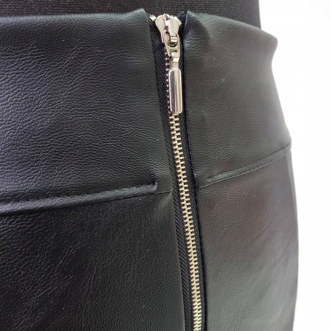 Spódnica ołówkowa wysoki stan eko skóra 60 cm r.36 Wzór dominujący bez wzoru