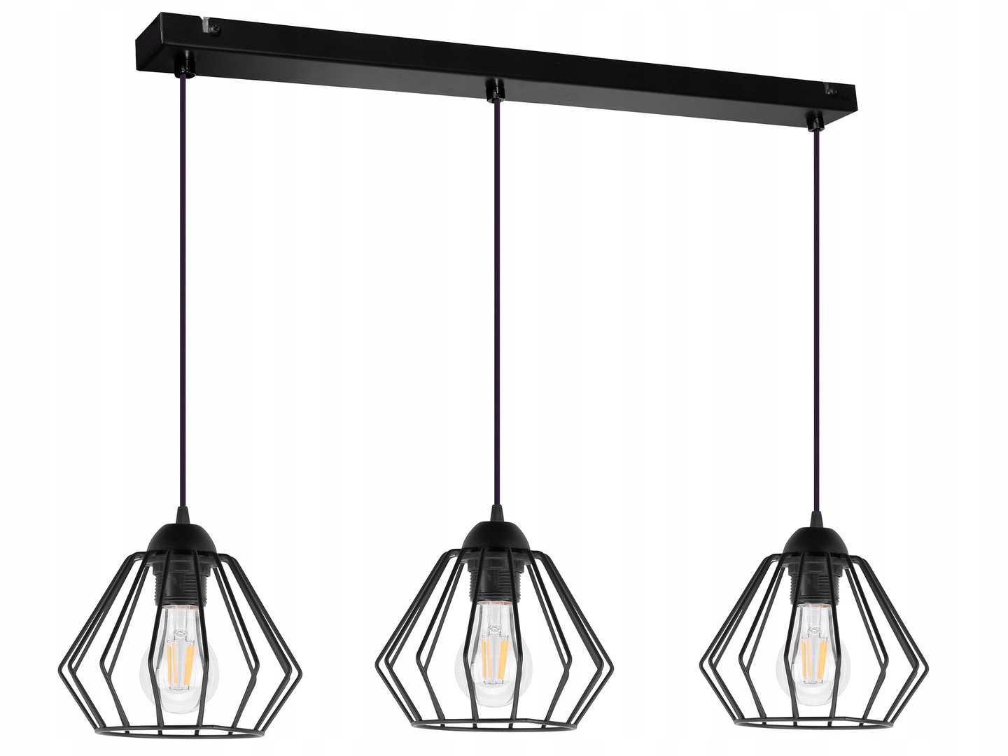 SUFITOWA LAMPA WISZĄCA DIAMENT LOFT EDISON LED Kolor biały czarny
