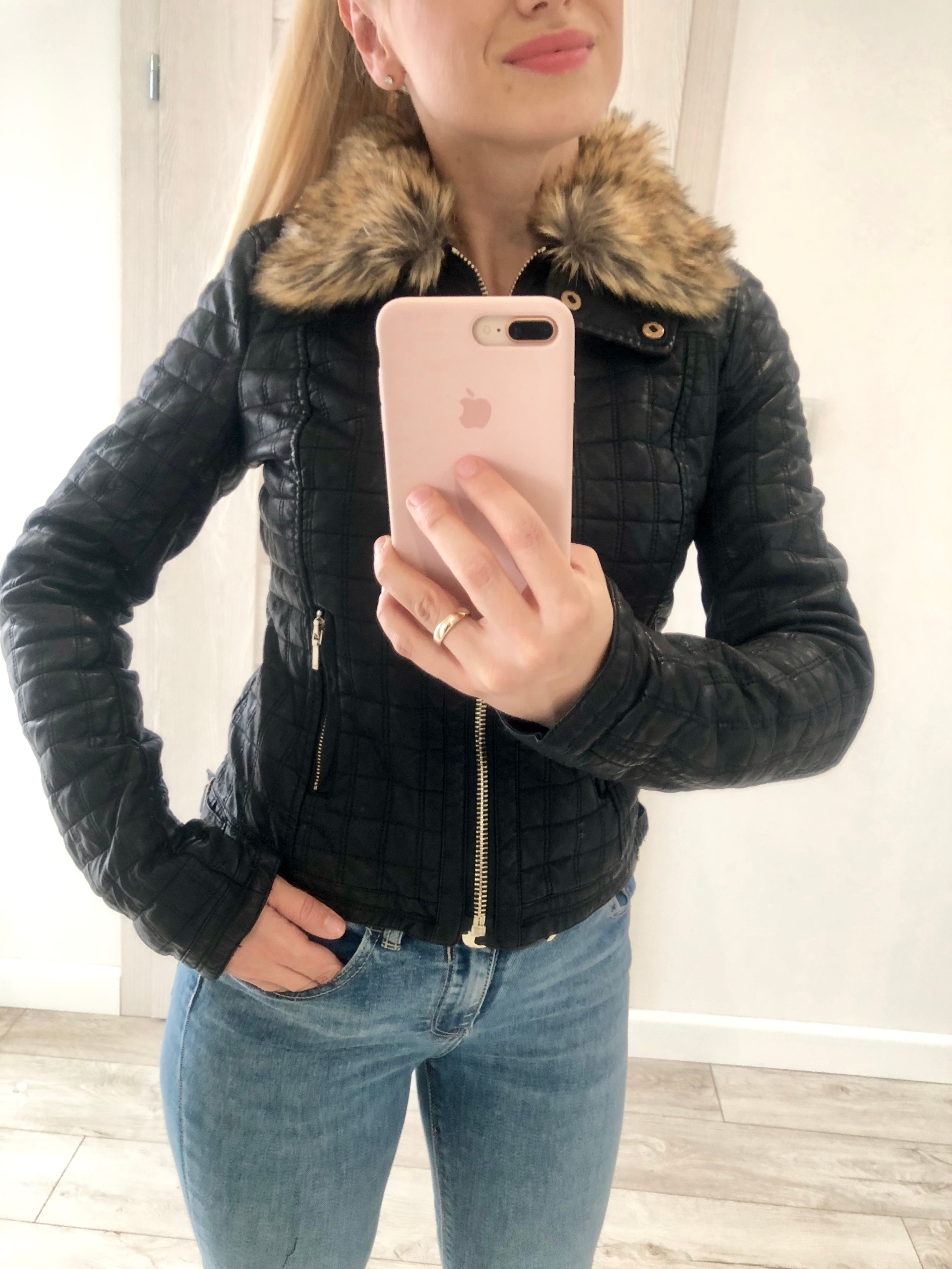 

Bershka Kurtka Skórzana Pikowana Czarna M 38
