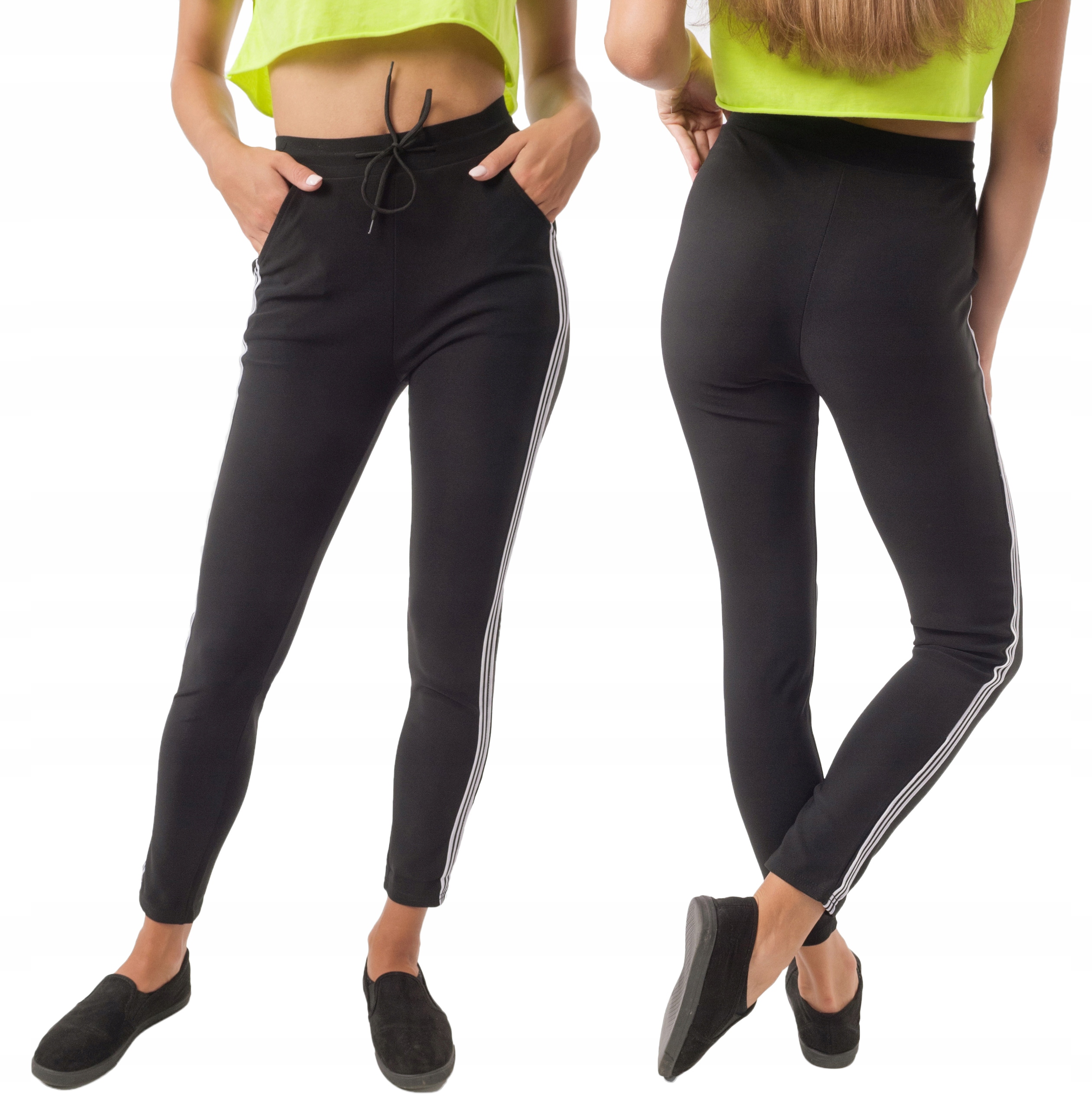 

Spodnie Legginsy Damskie z Lampasami 186-1 r M/L