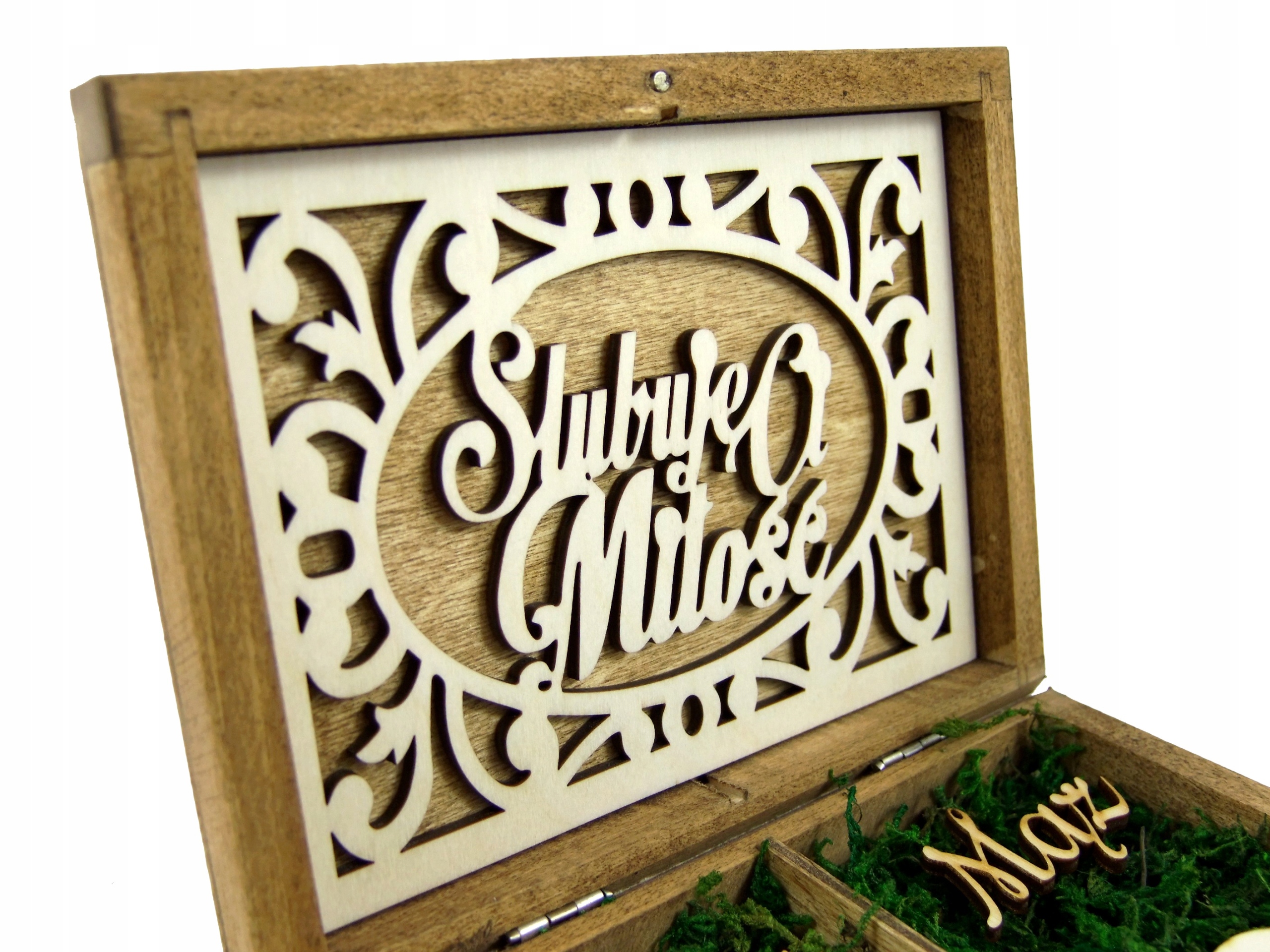 Komplet Na Koperty Obrączki Księga Gości Koronka Rodzaj pudełko z mchem