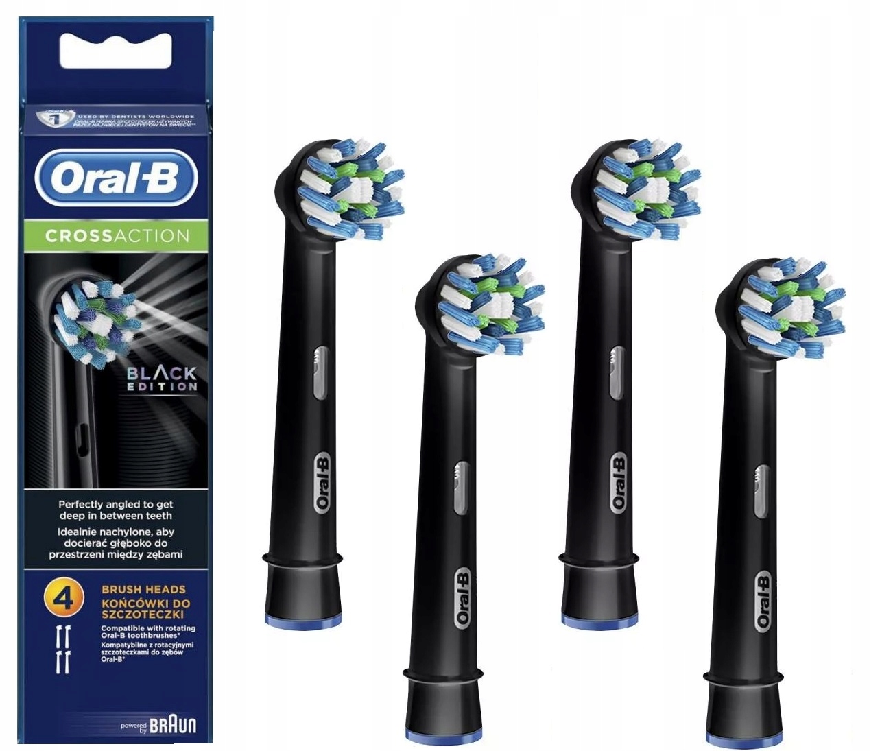 

4 Czarne Główki Oral-b Cross Action Black EB50BK-4