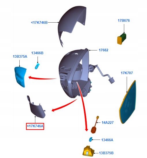 OBUDOWA NAKŁADKA LUSTERKA LEWA FORD KUGA MK1 08- 1553160 _ 8V41-17E731-AB Producent części Ford OE