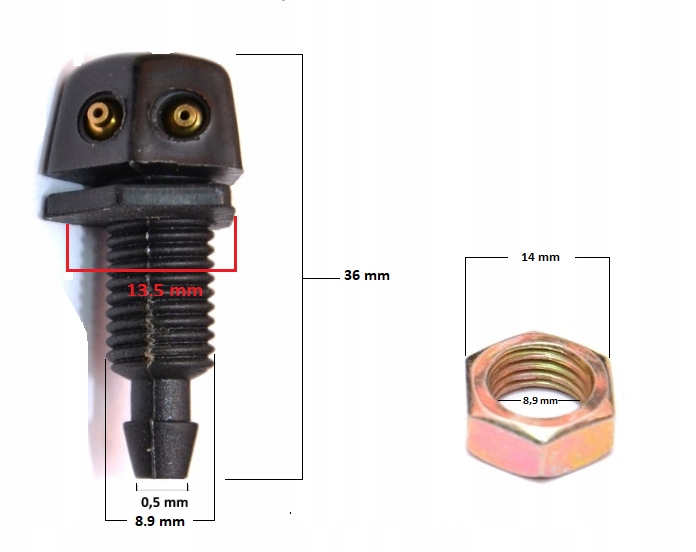 DYSZA SPRYSKIWACZ UNIWERSALNY PRZÓD + NAKRĘTKA Typ samochodu Samochody osobowe Samochody dostawcze
