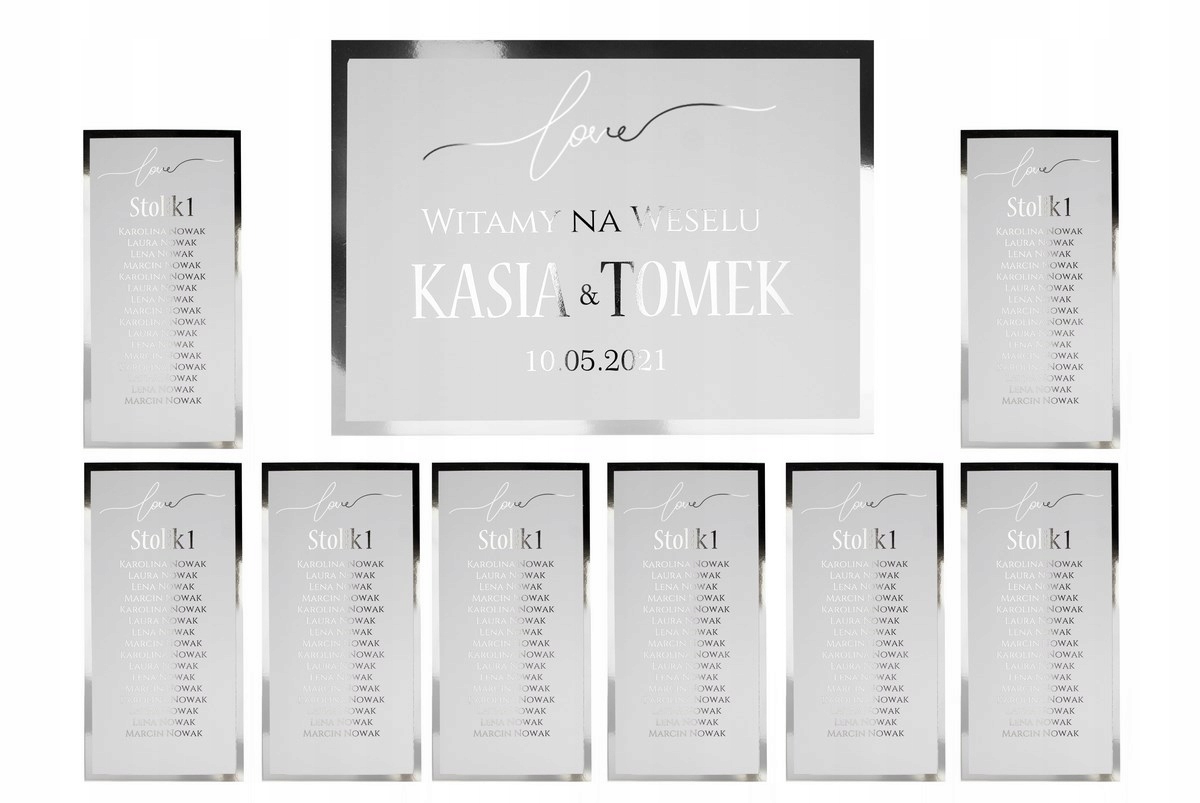 ZŁOTY PLAN STOŁÓW SREBRNY LOVE Złocony Kolor dominujący inny