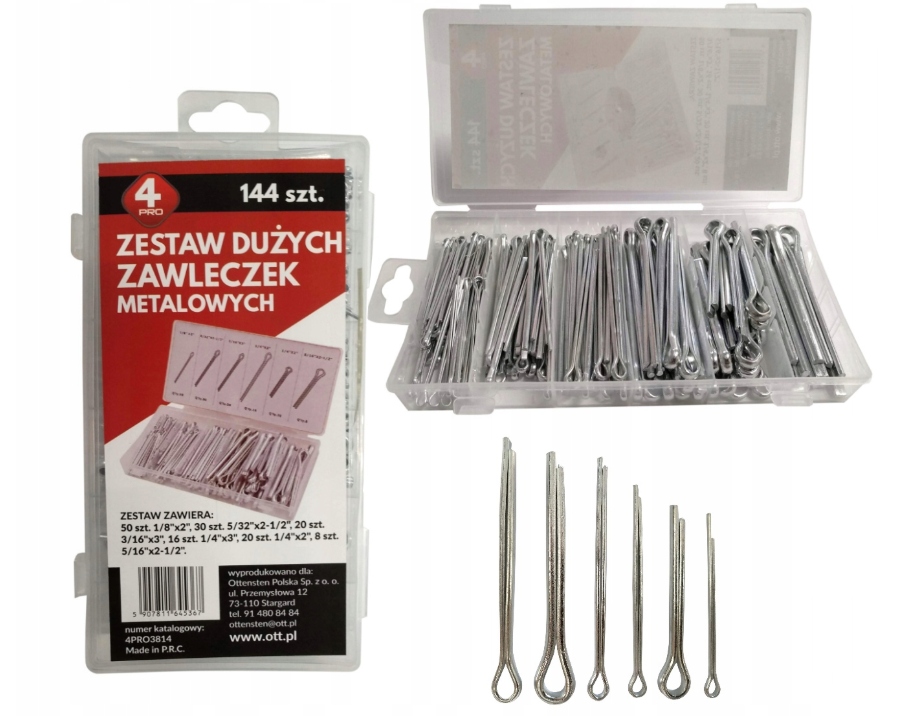 

Zestaw Zawleczek Przetyczek Zawleczki 144 Szt
